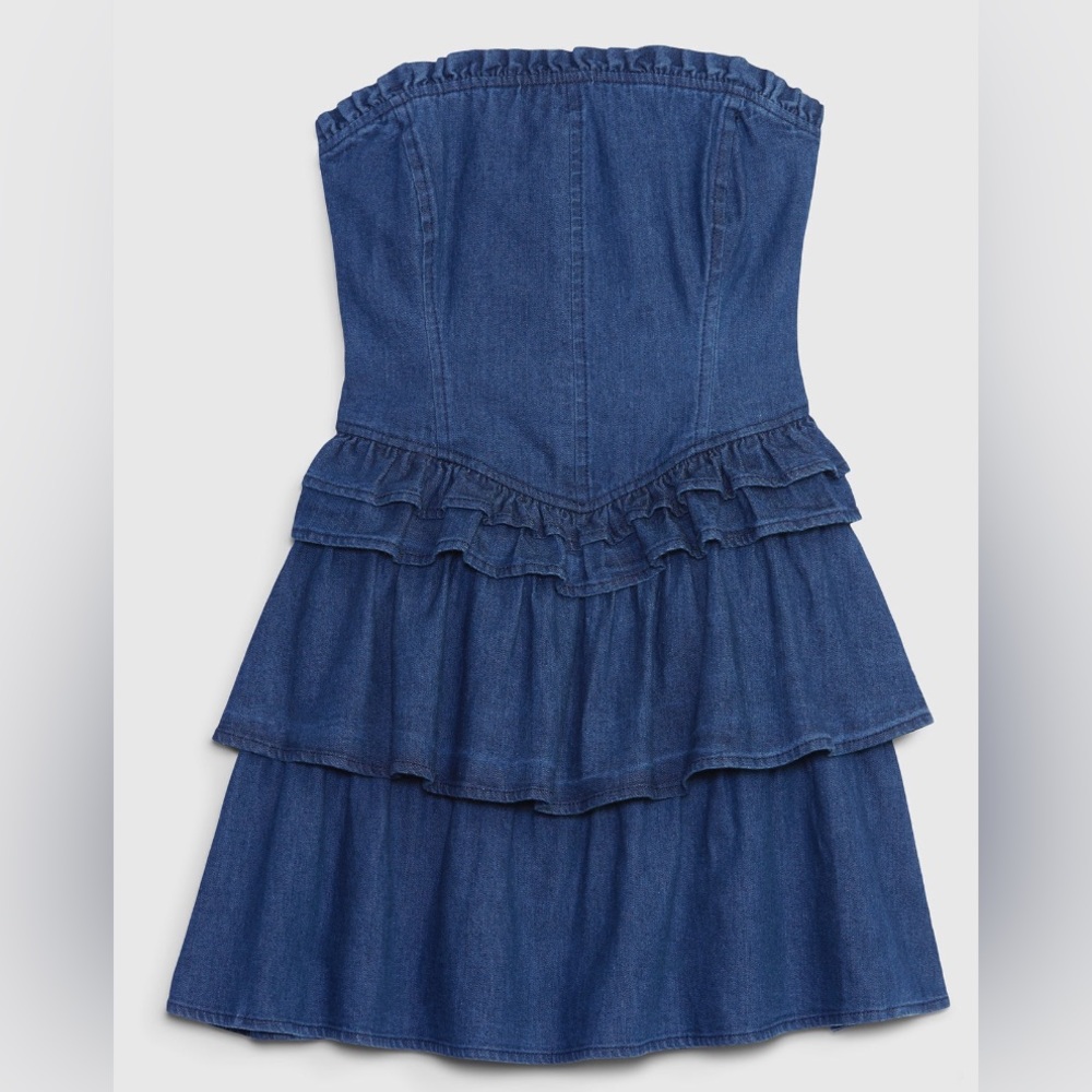 Gap x LoveShackFancy Denim Corset Mini Dress size 4